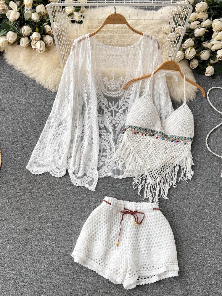 Embroidery Cardigan - Summer New Holiday Suit Women's Lace