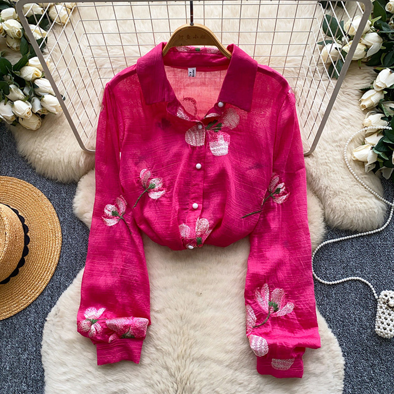 Embroidery Cardigan - Korean Style Floral Embroidered Cardigan Women