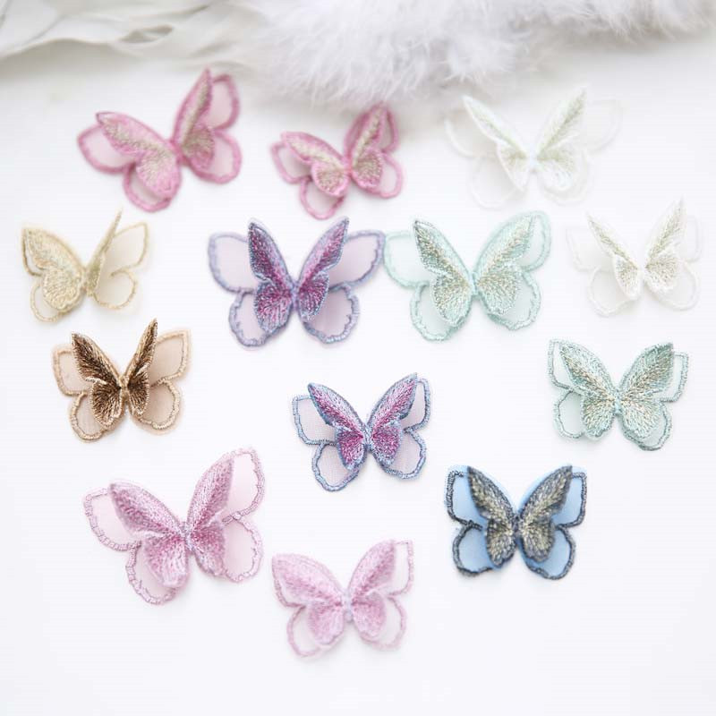 Embroidery Veil - AHYONNIEX 10pcs Double Layers Organdy Butterfly