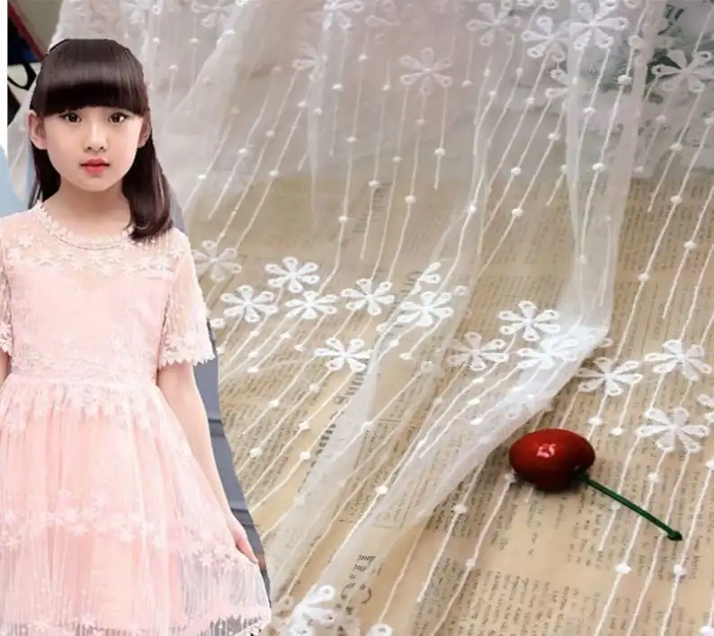 Embroidery Veil - 1 yard flower embroidery Lace fabric