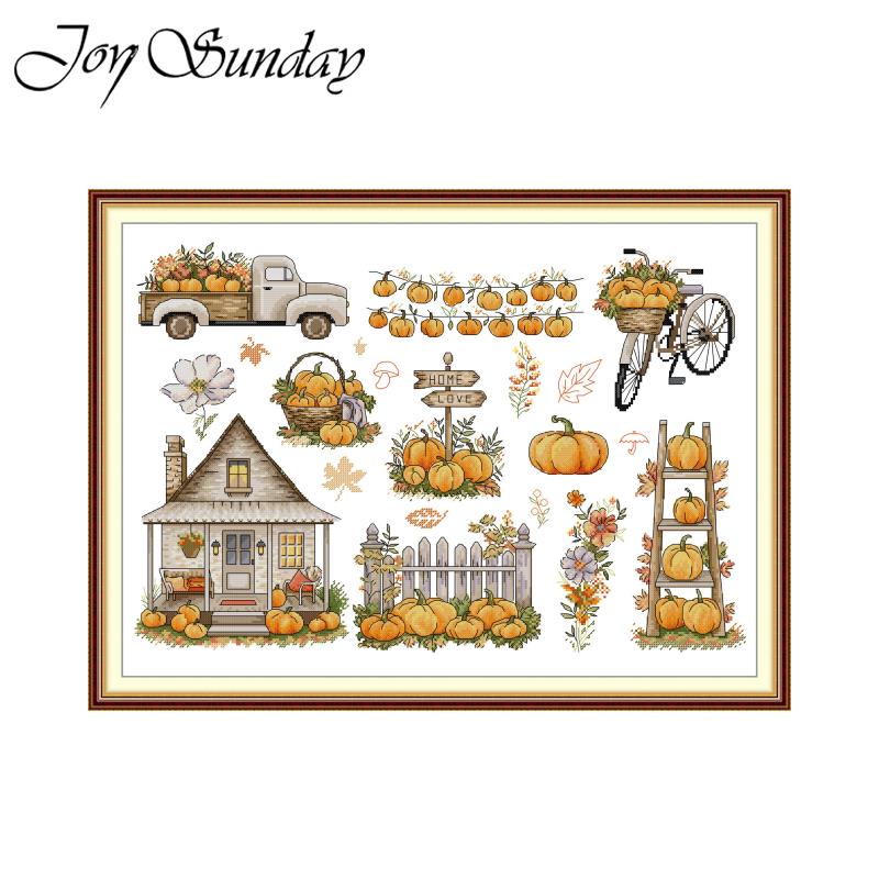 Embroidery Kit Starter - Joy Sunday Pumpkin Cross Stitch DIY