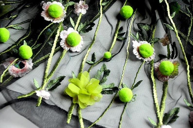 3D chiffon flower pompom embro - огляд і ціна Embroidery Veil