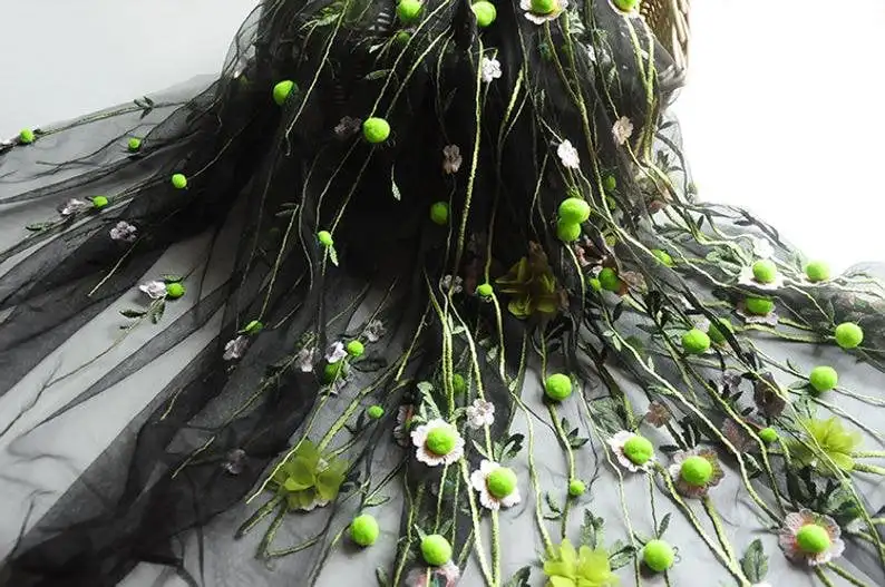 3D chiffon flower pompom embro - огляд і ціна Embroidery Veil