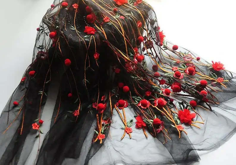 3D chiffon flower pompom embro - огляд і ціна Embroidery Veil