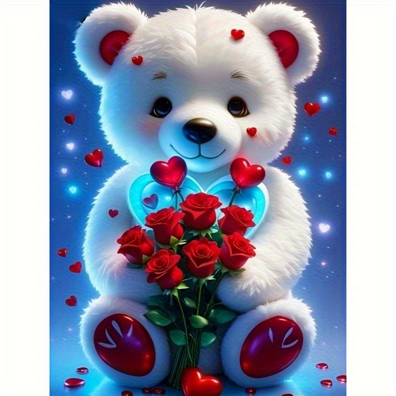 DIY White Teddy Bear Diamond P - огляд і ціна Embroidery Lovers