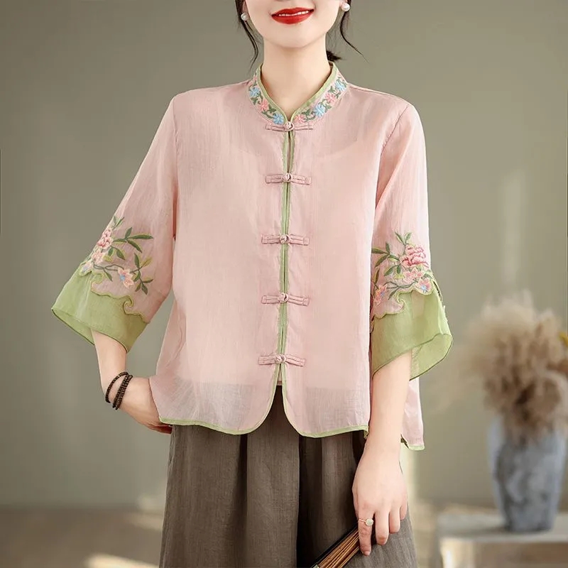 Summer Cotton And Hemp Art Ret - огляд і ціна Embroidery Cardigan