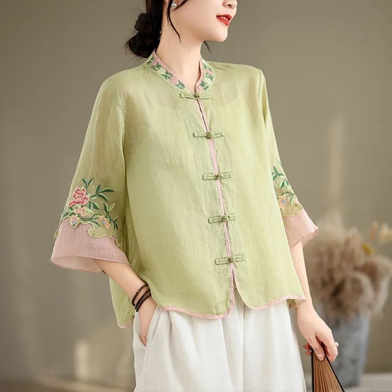 Summer Cotton And Hemp Art Ret - огляд і ціна Embroidery Cardigan