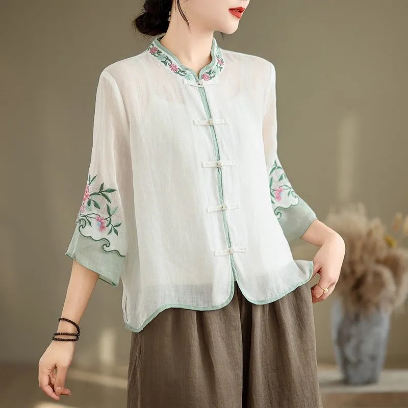 Summer Cotton And Hemp Art Ret - огляд і ціна Embroidery Cardigan