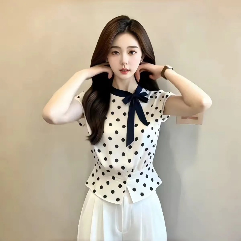 Women Polka Dot Bow Tie Neck C - огляд і ціна Embroidery Hat Machine