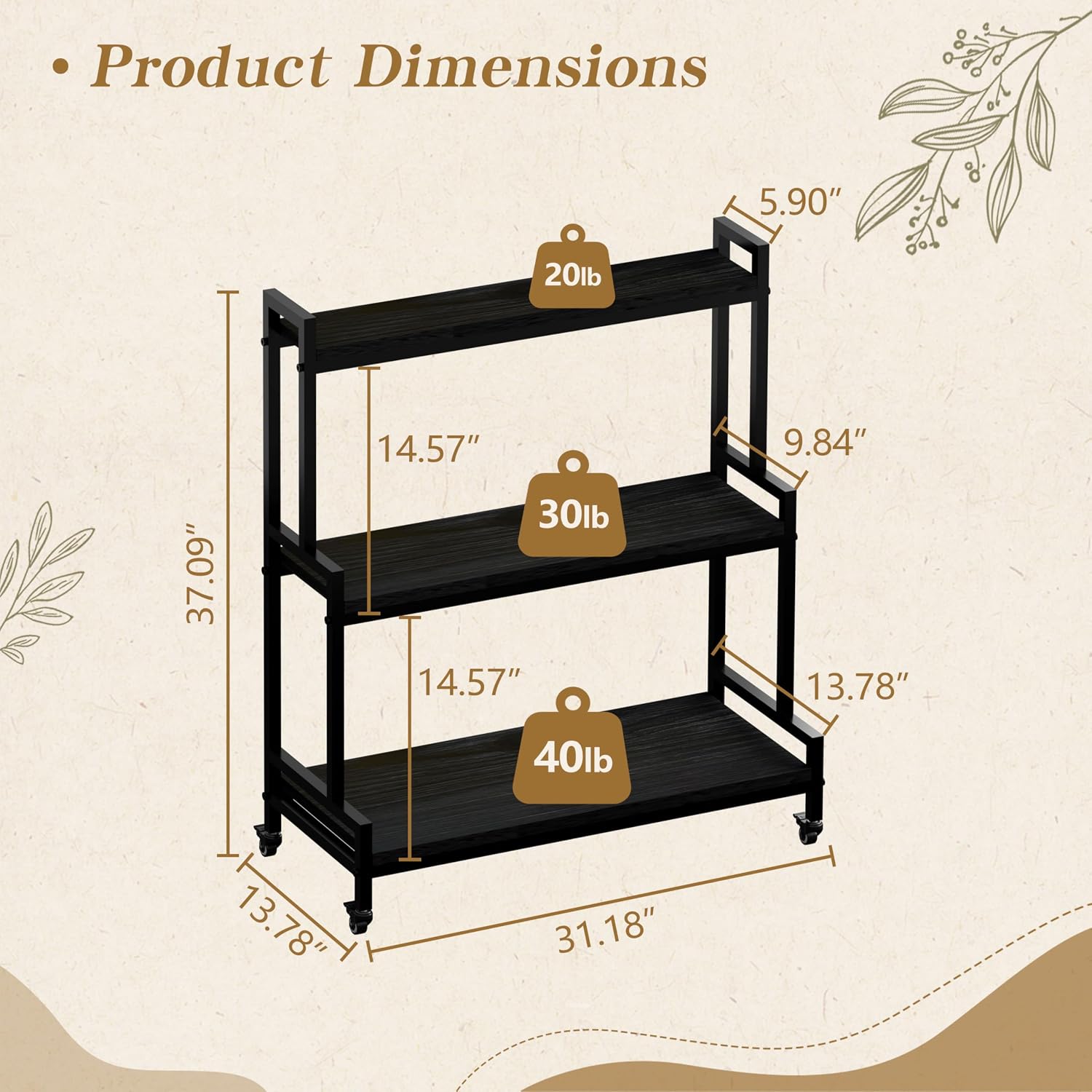 Rolling Ladder Style 3-Tier Pl - огляд і ціна Frame Display Wood