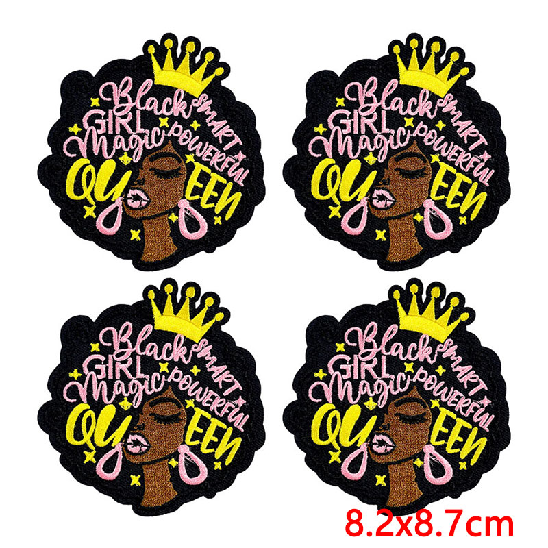 10PCS/Lot Cool Black Girl Magi - огляд і ціна Embroidery On Black Shirt