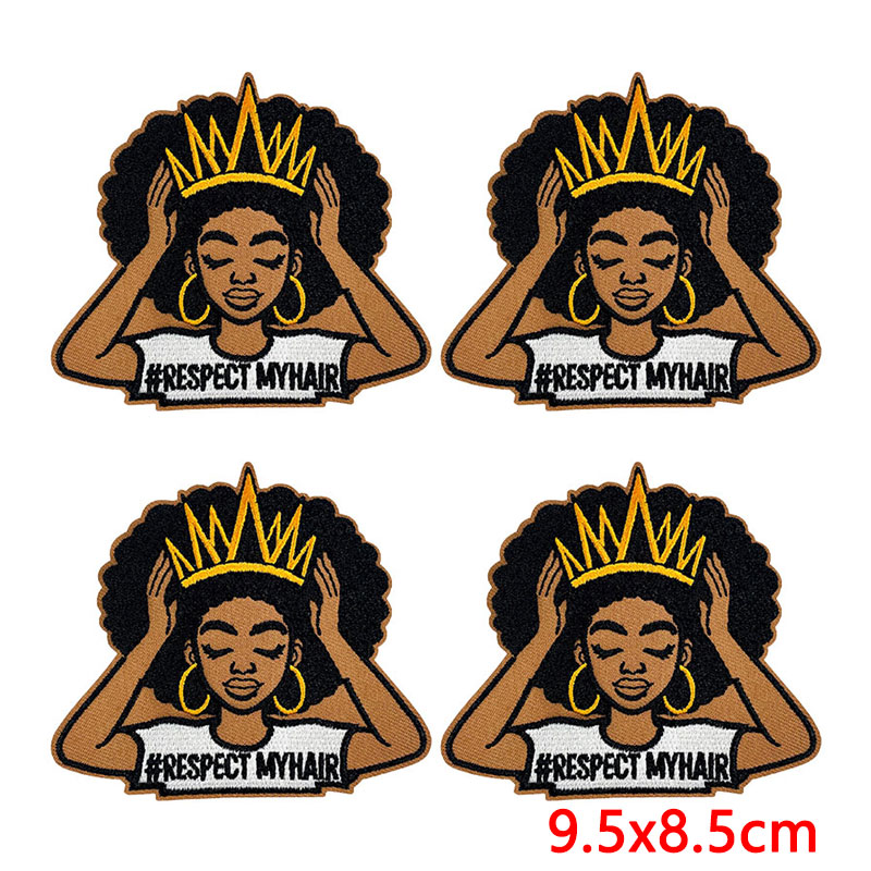 10PCS/Lot Cool Black Girl Magi - огляд і ціна Embroidery On Black Shirt