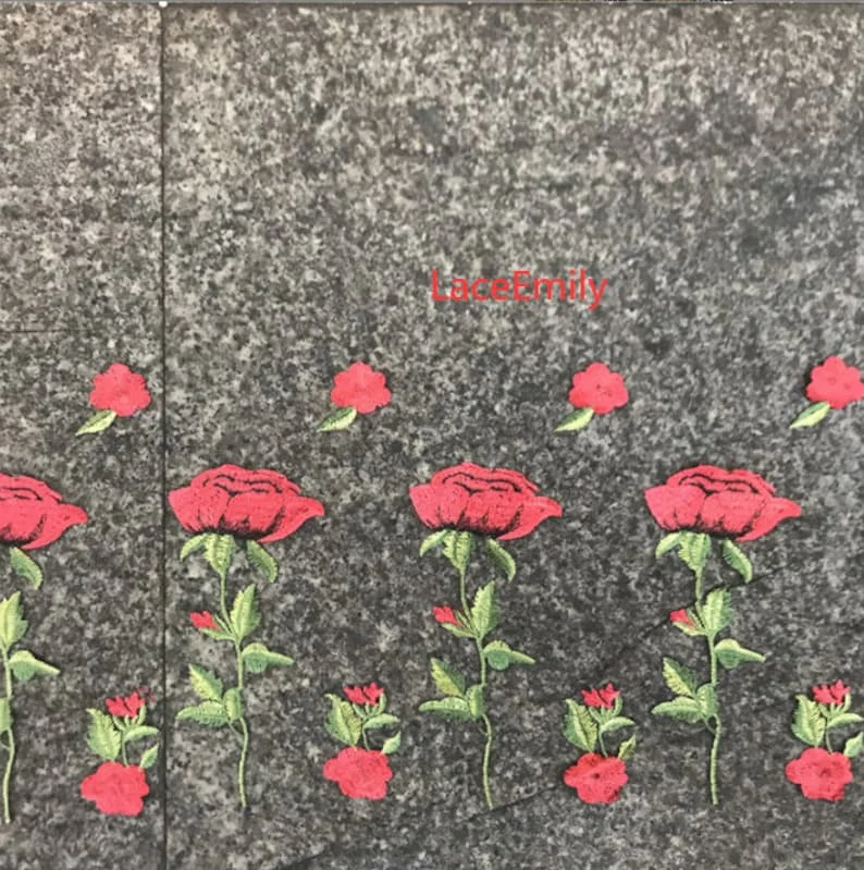 Red Rose Lace Fabric flower em - огляд і ціна Embroidery Veil