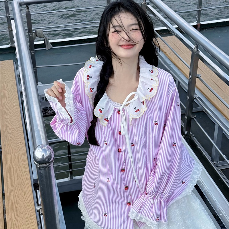 Korean Sweet Style Loose Cherr - огляд і ціна Embroidery Cardigan