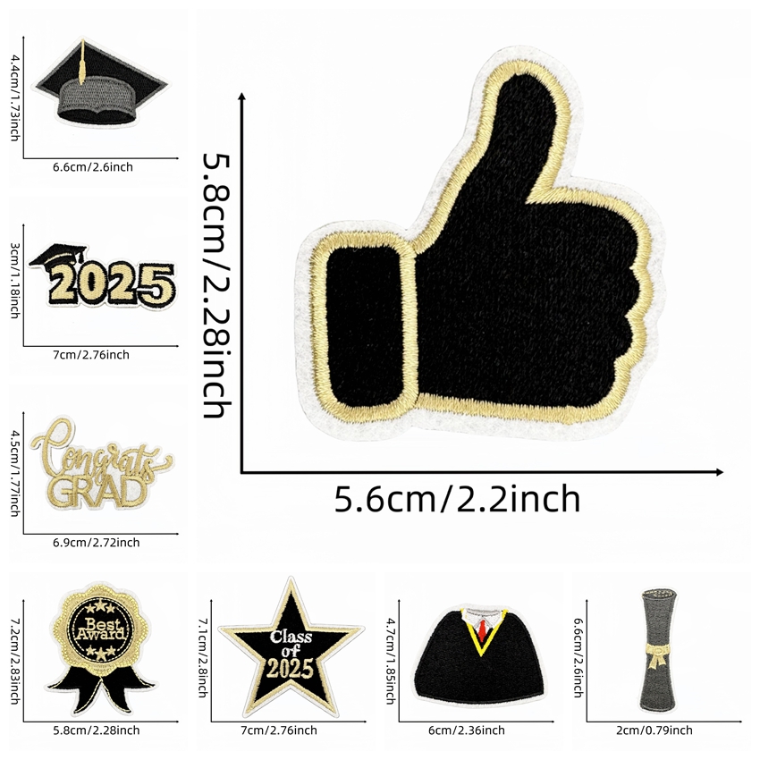 10PCS/lots Black Gold Graduati - огляд і ціна Embroidery On Black Shirt