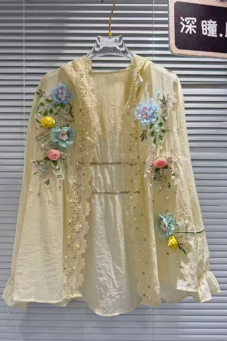 Breathable Cotton Blended Whit - огляд і ціна Embroidery Cardigan