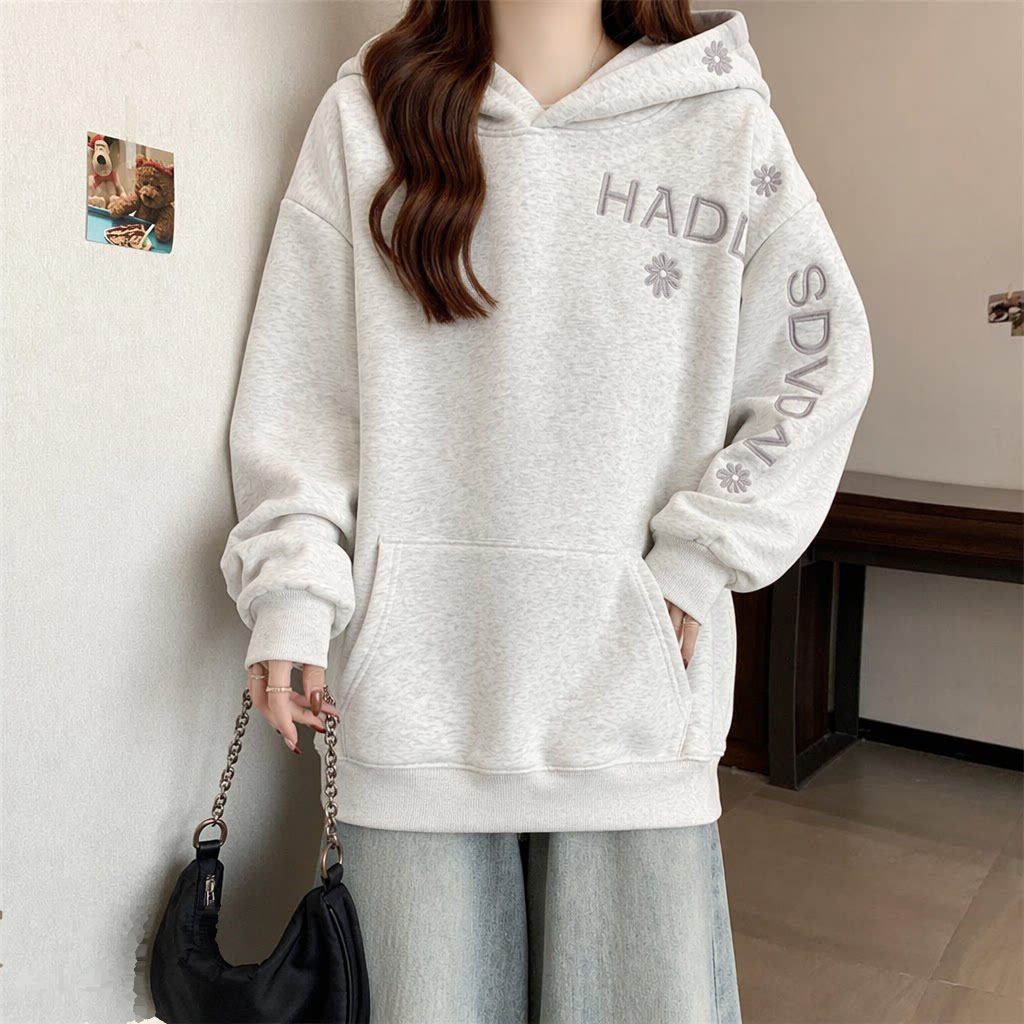 Solid Color Women's Hoodie Fas - огляд і ціна Embroidery Letter N