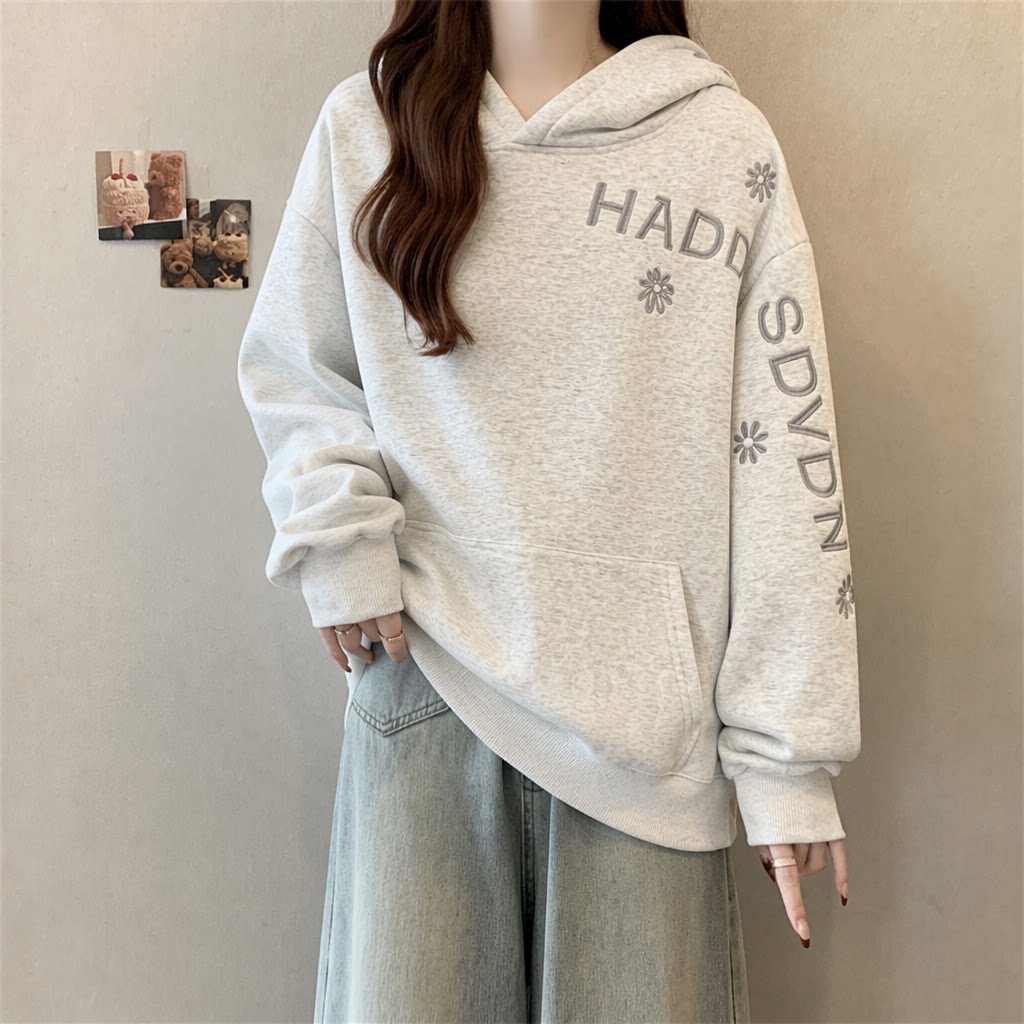 Solid Color Women's Hoodie Fas - огляд і ціна Embroidery Letter N
