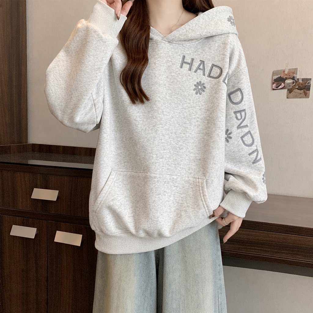 Solid Color Women's Hoodie Fas - огляд і ціна Embroidery Letter N